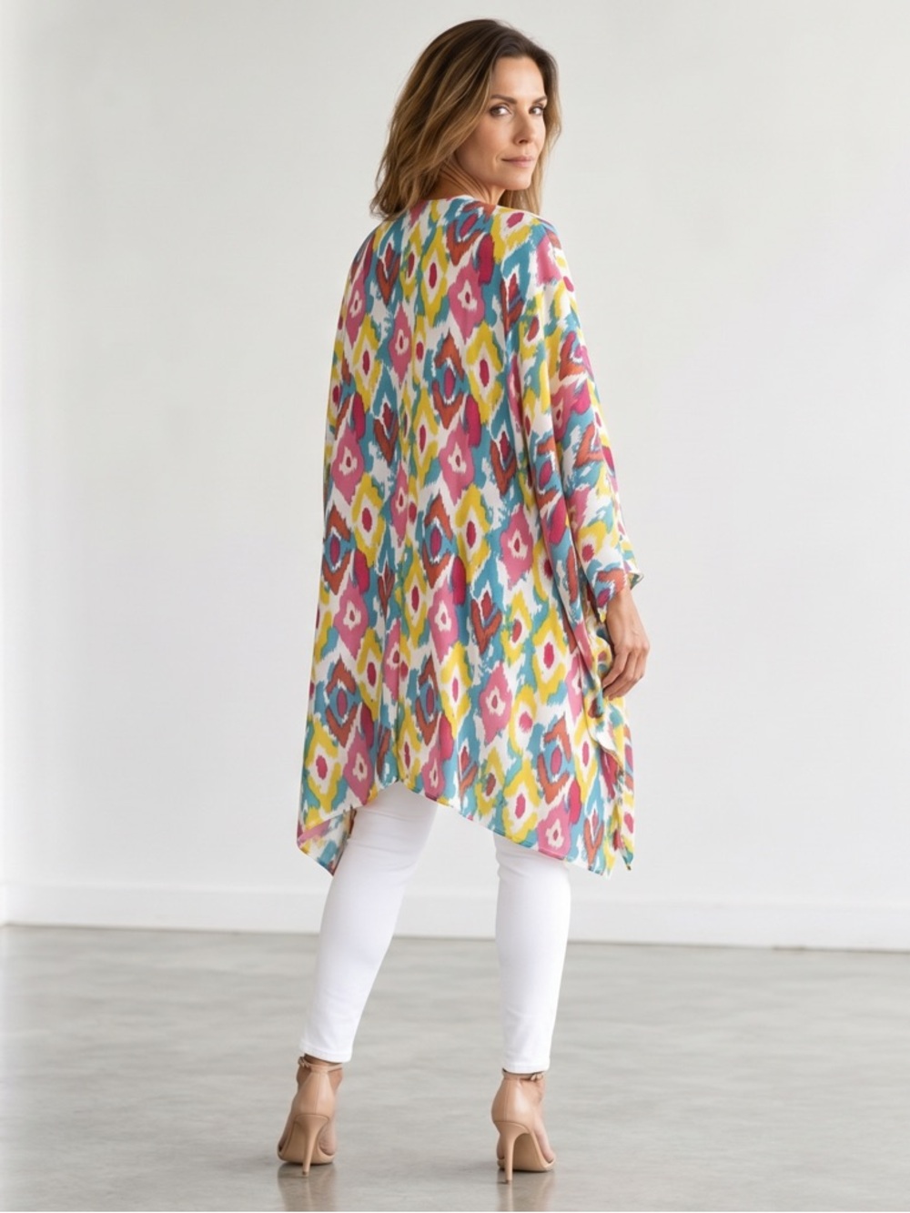 Vibrant Multicolor Patterned Kimono